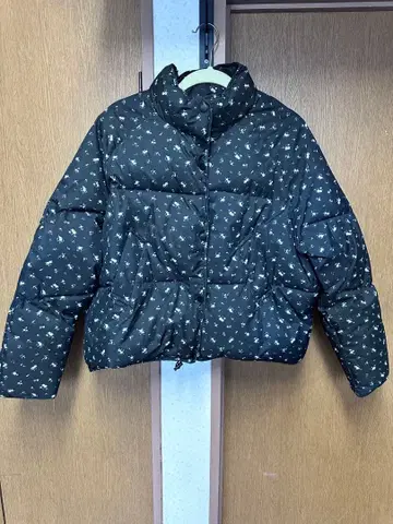 꽃무늬 다운 자켓 블랙