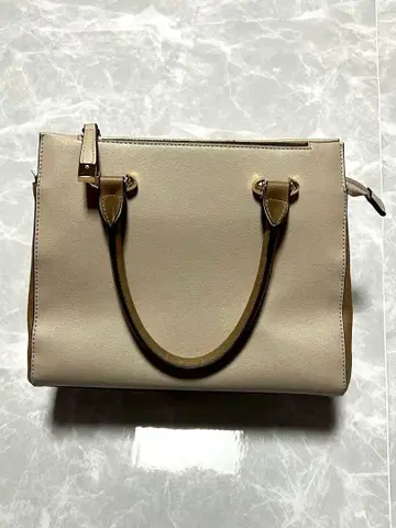 BEAMS HEART 핸드백 베이지 골드 금장 장식 빔즈