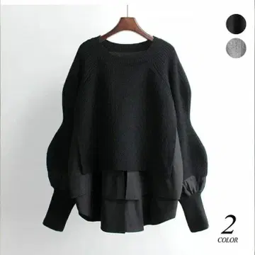 레이어드 니트 스웨터 블랙