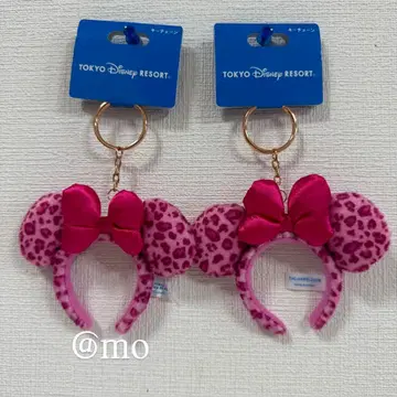 디즈니 키체인 레오파드 무늬 미니 핑크 2개 세트