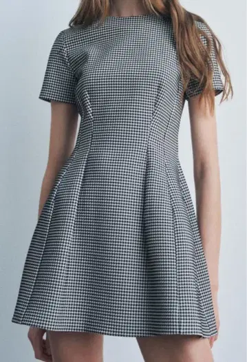 ZARA 하운드투스 패턴 미니 원피스 M