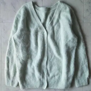 새상품급 시너리 24AW 퍼 캐시미어 3WAY 니트 가디건 민트