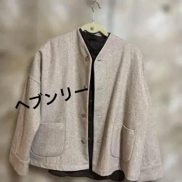 노카라 자켓 베이지 울 혼방