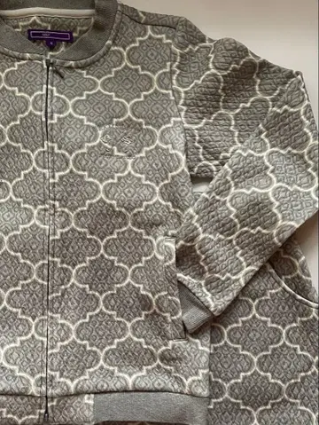 기하학 패턴 집업 자켓과 스커트 세트