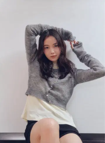 Andequal wave design sheer knit charcoal