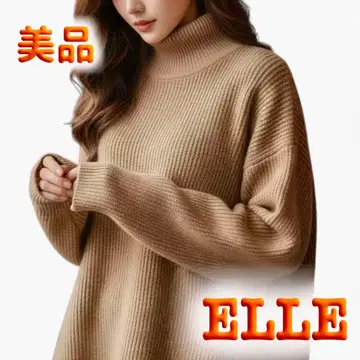 [ 미사용 ] ELLE 스웨터 하이넥 카멜 브라운