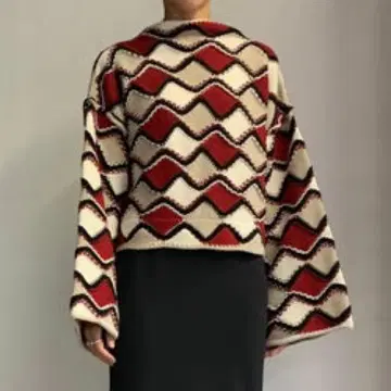 PHOTOCOPIEU LOZENGE PATTERNBIGSLEEVE 니트