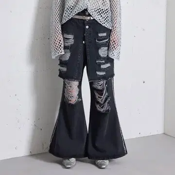 seyto 부츠컷 데님 랩 스커트