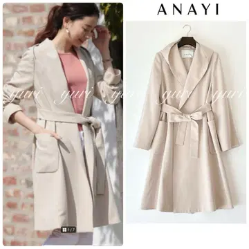 [ 721 ] 아나이 더블 크로스 후드 코트 36 라이트 베이지