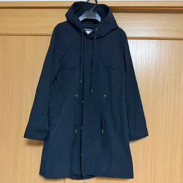 BACK NUMBER 블랙 후드 부착 코트 M