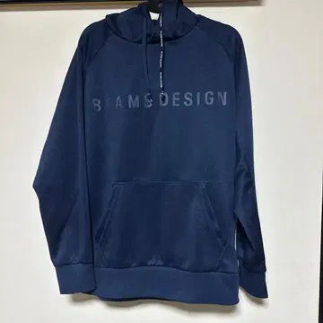 BEAMS DESIGN 네이비 후드티 후드 부착 셋업