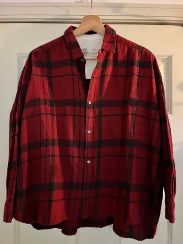 RNA 빨간색 블랙 체크 긴팔 셔츠 M