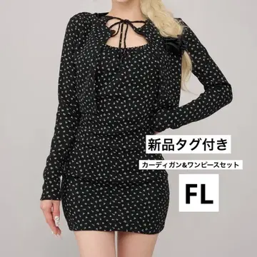 Darich 프론트 오픈 플로럴 미니 원피스