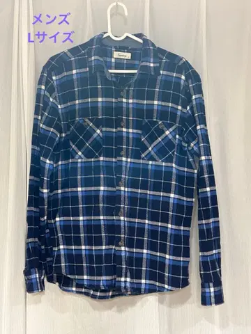 플란넬 셔츠 네이비와 파랑 체크 무늬