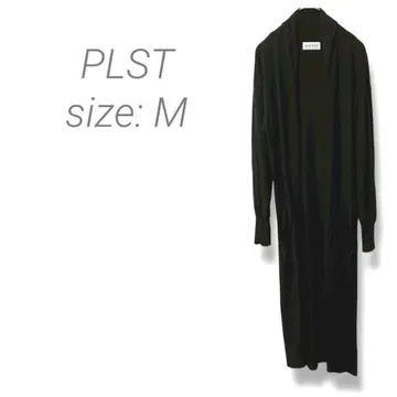 [ 플라스테 ] PLST 롱 니트 가디건 버튼리스 무지 M 블랙