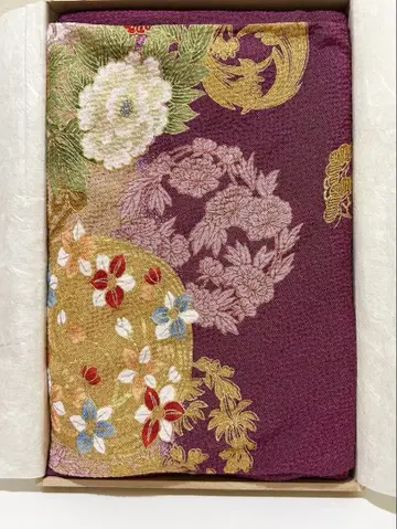 꽃무늬 자수 보라색 보자 기 목상자형