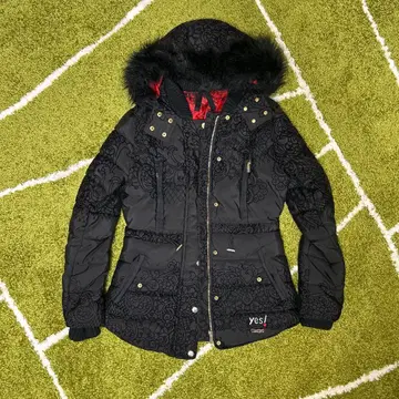 Desigual 다운 자켓 M 블랙 꽃무늬