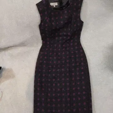 새상품급 HOBBS 트위드 울 그레이 퍼플 도트 원피스 S