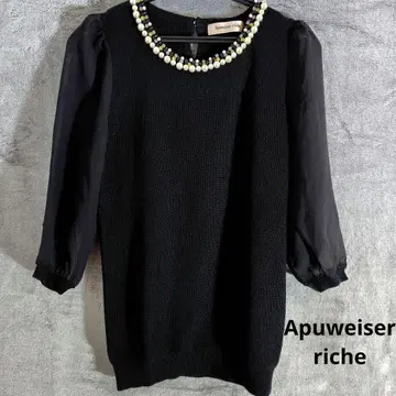 Apuweiser-riche 쉬폰 소매 니트 블랙 파티