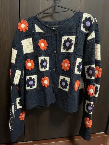 kirakirashop 꽃무늬 크로셰 니트 가디건