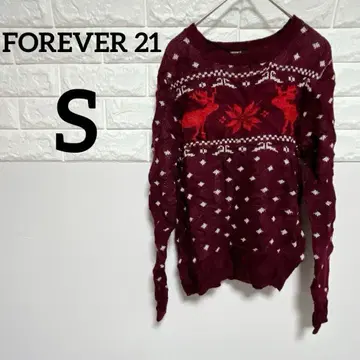 [ FOREVER 21 ] S 루돌프 무늬 스웨터 버건디