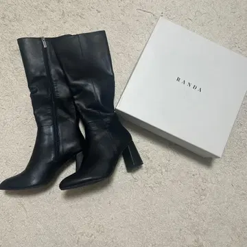RANDA 블랙 롱 부츠 중간 힐