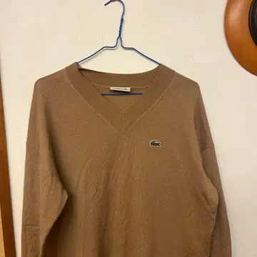 LACOSTE 베이지 V넥 니트 34 울