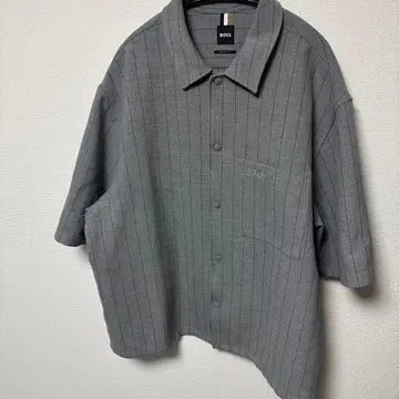 BOSS 릴랙스 핏 그레이 스트라이프 셔츠 L