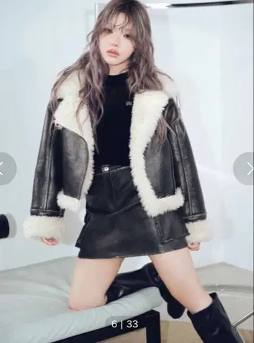 MURUA 빈티지 스타일 숏 페이크 무스탕