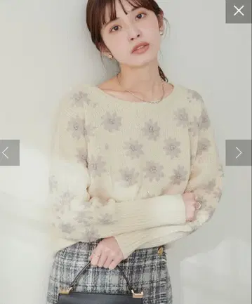 natural couture 꽃무늬 자수 니트 스웨터 긴팔