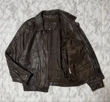 90s 빈티지 봄버 자켓 천연 가죽 다크 브라운 짧은 기장 y2k