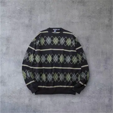 Nautica 아가일 무늬 코튼 니트 XL 홍콩제 90s
