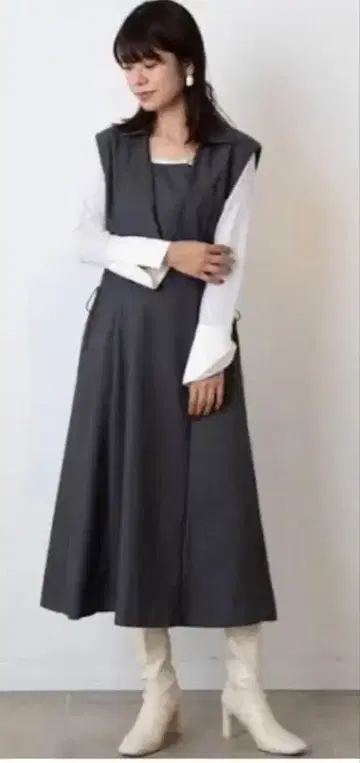 셔츠 칼라 레이어드 원피스