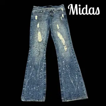 midas 미 라메 데미지 데님 플레어 M 반짝이는 레어
