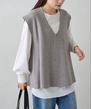 PUAL CE CIN 밀라노 리브 니트 베스트