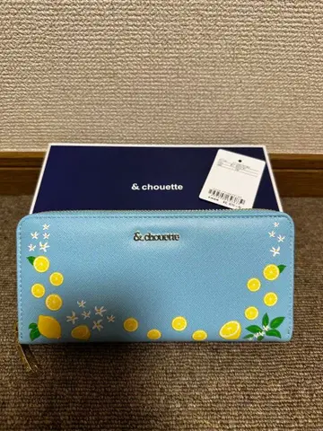 & chouette 스카이블루 레몬 패턴 장지갑