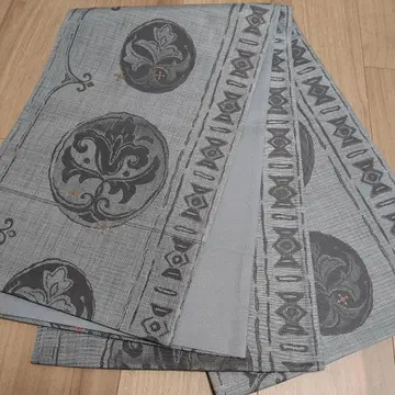 그레이 계열 무늬가 들어간 후쿠로 오비 전통 순수 실크