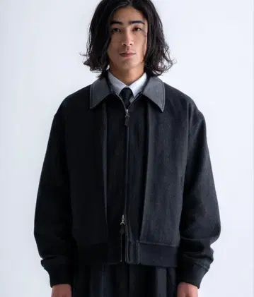 SINSS 트위드 쇼트 블루종 / 차콜 / L 사이즈