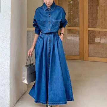 L 데님풍 원피스 성숙/러블리 루즈핏 실루엣 외출 코디