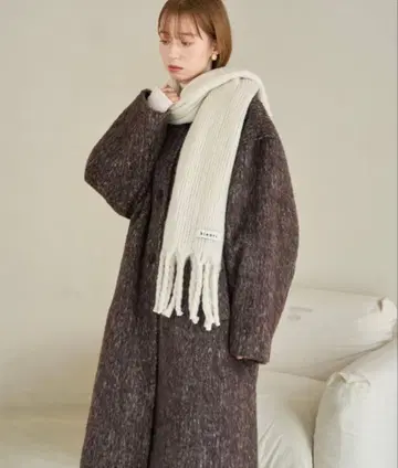 hinari 노카라 샤기 롱 코트