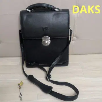 DAKS 천연 가죽 숄더백 열쇠 포함 블랙