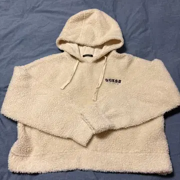 GUESS 게스 후드티 보아 플리스 로고 숏 크림 [ S ]