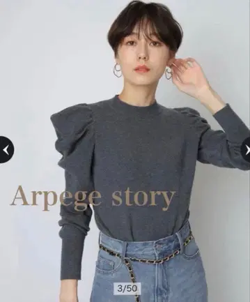 Arpege story 아르페쥬 스토리 소매 컨셔스 니트 그레이