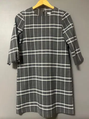 ZARA 새상품급 그레이 계열 체크 무늬 7부 소매 미니 원피스