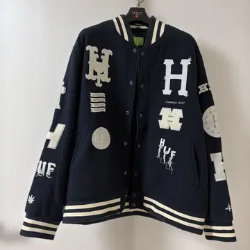 새상품 Huf 하프 울 자켓 20주년 기념 한정판 바시티 자켓 네이비