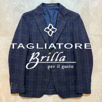 TAGLIATORE BEAMS Brilla 울 네이비 체크 46