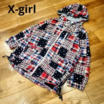 엑스걸 패치워크 후드티 체크 별 스타