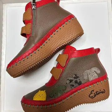 Estacion 에스타시온 캐주얼 가죽 부츠 네이비 레드 색상