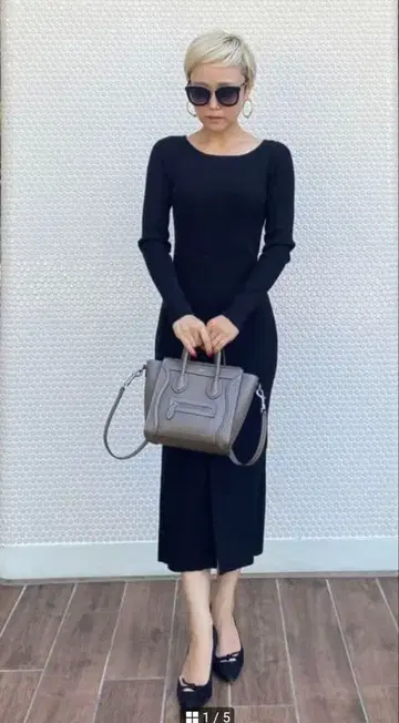 젠느 긴팔 니트 롱 원피스