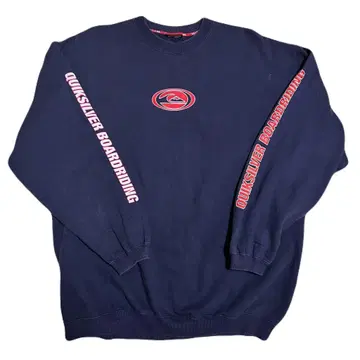 QUIKSILVER 네이비 맨투맨 소매 프린트 올드 서프